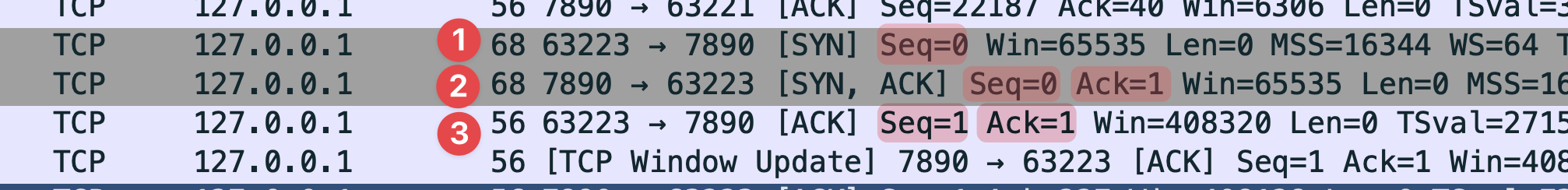 TCP handshake(by wireshark)